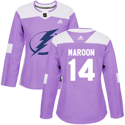 Adidas Tampa Bay Lightning #14 Pat Maroon Purple Authentic Fights Cancer Women Stitched NHL Jersey